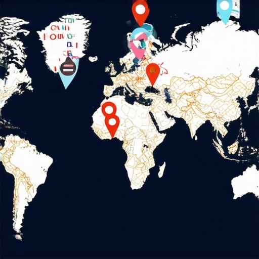 A detailed digital map illustrating local SEO optimization techniques for Google Maps.