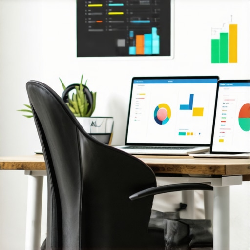 A digital workspace with SEO analytics tools and local search data.