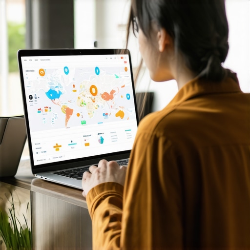 Person reviewing analytics and maps on a laptop for local SEO strategy