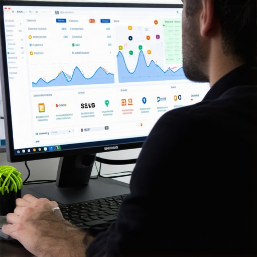 SEO expert reviewing local search analytics on a laptop