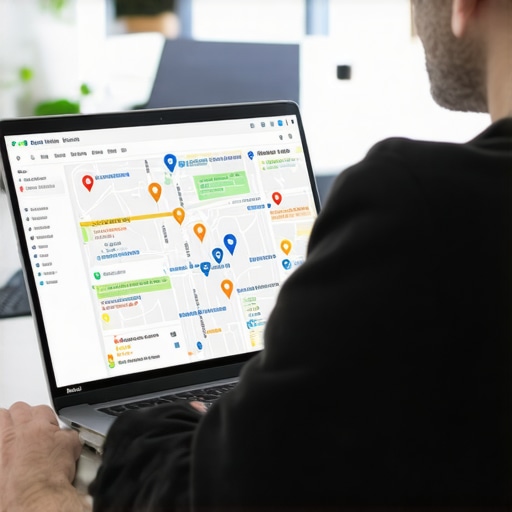 Business owner working on Google Maps SEO with citations and reviews