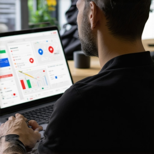 Business owner using laptop to improve Google Maps ranking