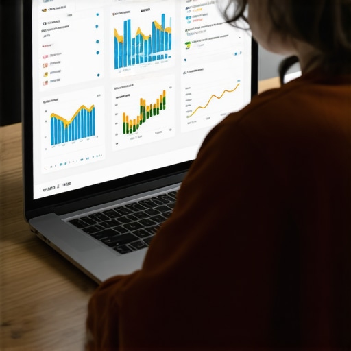 Person analyzing local SEO performance on a laptop with charts and graphs