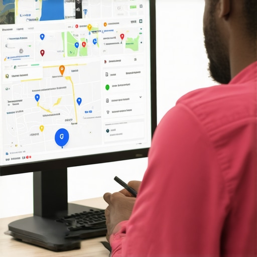 Business owner updating Google Maps listing on a laptop