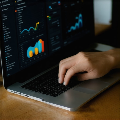 A person analyzing local SEO data on a laptop, surrounded by charts and tool interfaces.
