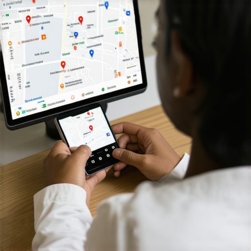 Person working on local SEO tactics on a laptop with maps and analytics charts