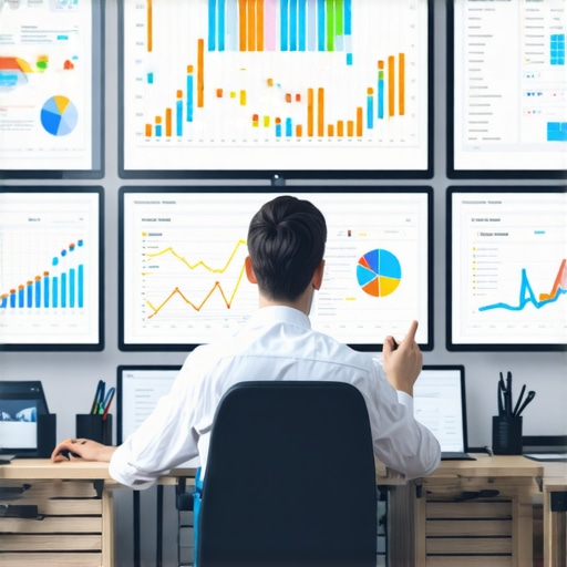 A person analyzing local SEO analytics on multiple monitors to maintain rankings.