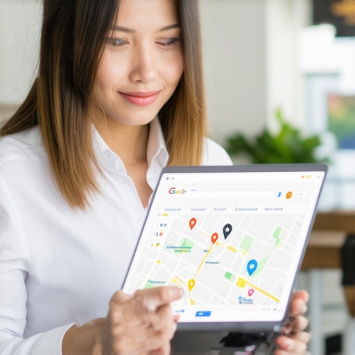 Business owner enhancing Google Maps profile to improve local search rankings