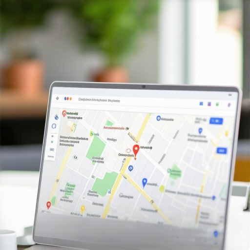 Business owner editing Google Maps profile on computer in an office