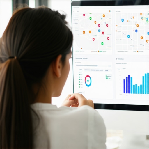 Person reviewing local SEO performance charts and Google Maps analytics.