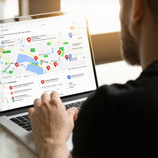 Person reviewing Google Maps optimization on laptop