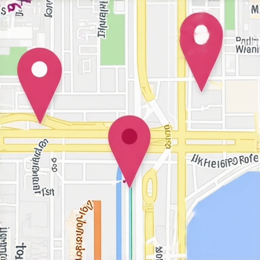 Map with business markers showing local SEO tactics