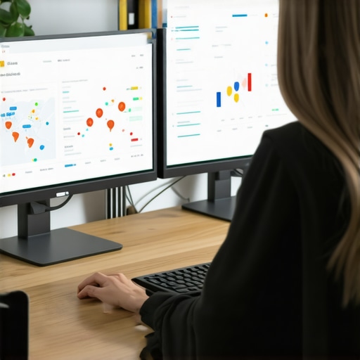 Person analyzing local search rankings and citations using SEO software.