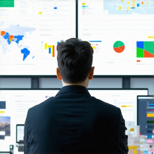 Business owner reviewing local search rankings on a digital dashboard.