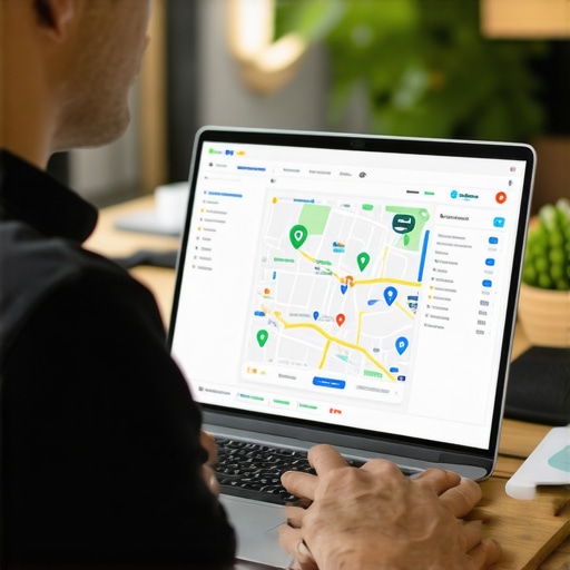Business owner updating Google My Business listing to improve local SEO