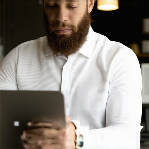 Business owner updating Google Profile on laptop