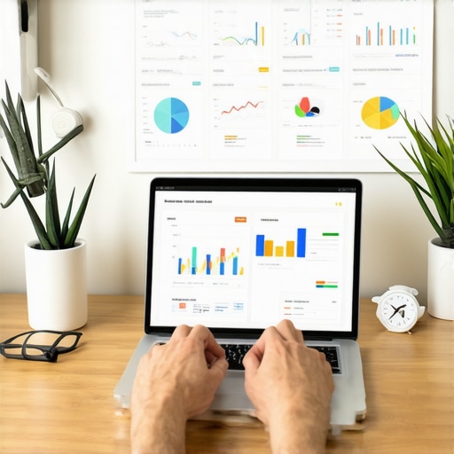 SEO Tools for Local Ranking Maintenance Close-up of a person using SEO tools on a laptop to monitor Google Maps rankings.