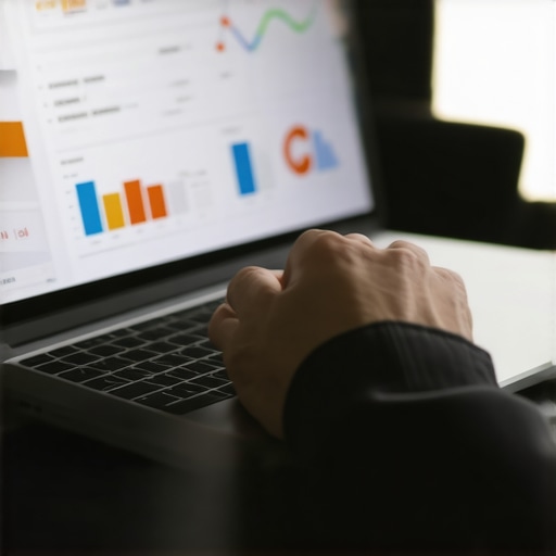 Person analyzing local SEO data on a laptop with various tools and charts.